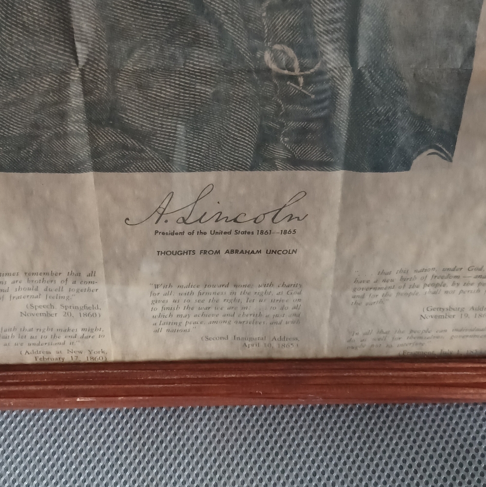 Collectible Framed Abraham Lincoln portrait on Vintage parchment paper - Picture 3 of 3